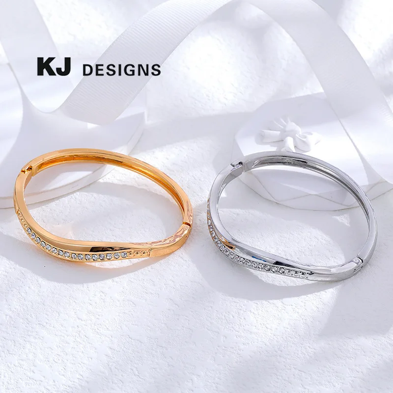 Kenjie, European and American fashion bracelet women, high-end fashion mirror polished opening geometric irregular punk style br
