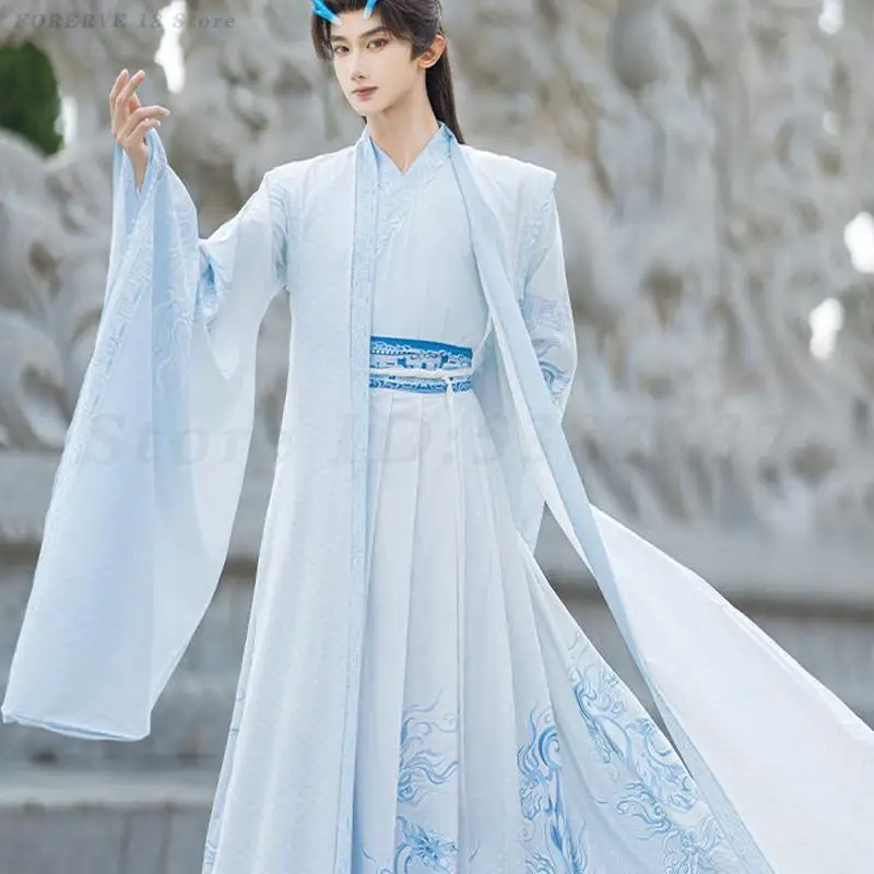 

Китайский стиль с принтом дракона Hanfu для мужчин и женщин, традиционная одежда династии Сун, древний сценический костюм для косплея, наряды