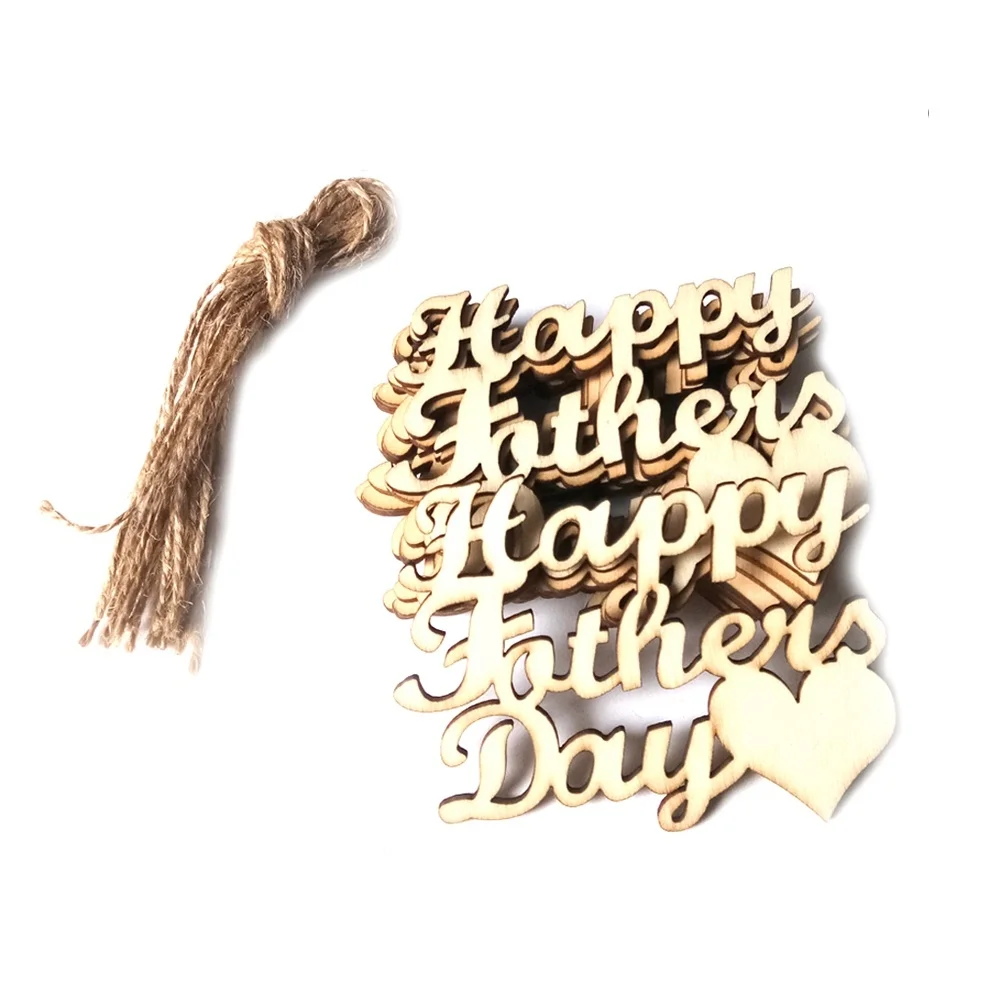 

Happy Fathers Day Hanging Wood Decor DIY Craft Twine Rope Party Decoration Eco Friendly Safe Bamboo Style