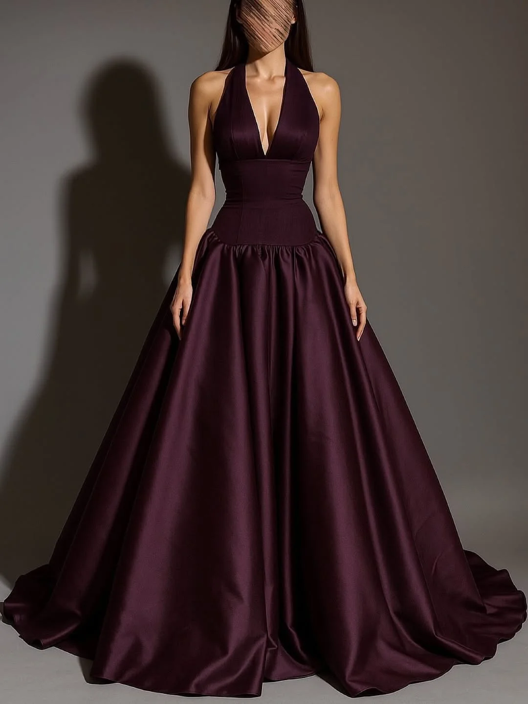 

Vintage Halter Elegant Prom Dress Pleated Dubai Evening Dresses Charming Sweep Train Empire Formal Occasion Dresses Customized