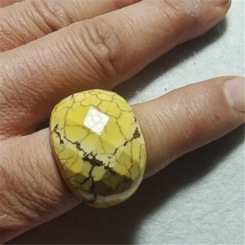 1PC Women's Rings Natural Yellow Turquoise Stone New Fashion Jewelry Unique Special For Your Free Shipping