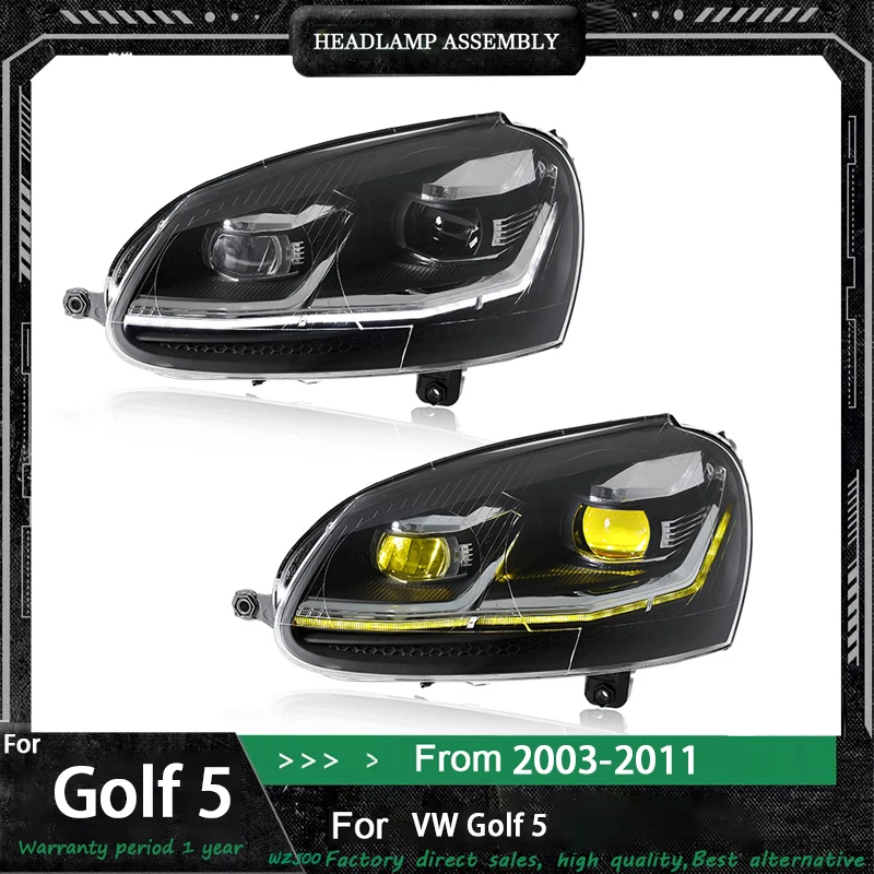 

Car For VW Golf 5 2003-2011 Head Lamp Led Fog Lights DRL Hella Tuning Light Car Accessories Golf5 MK5 HeadLights