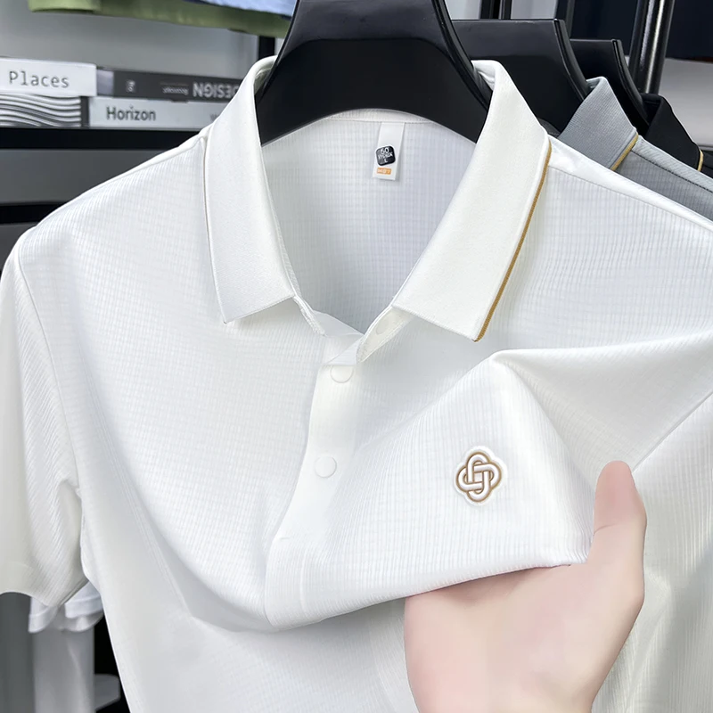 

Premium Silk-Like No-Trace Shirt with Pressed Flower Collar & 7A Antibacterial Technology Elegant & Hygienic Everyday Wear Polo