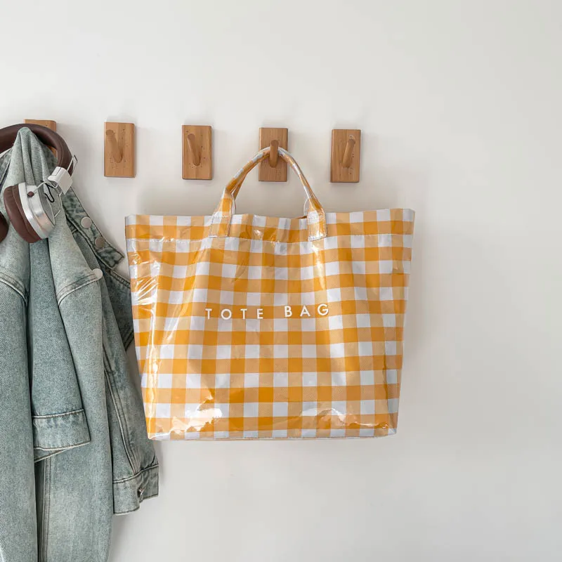 

Новые вместительные сумки-тоут в клетку на раннюю весну 2026 года, с цветовыми акцентами, портативные изысканные женские сумки в пасторальном стиле