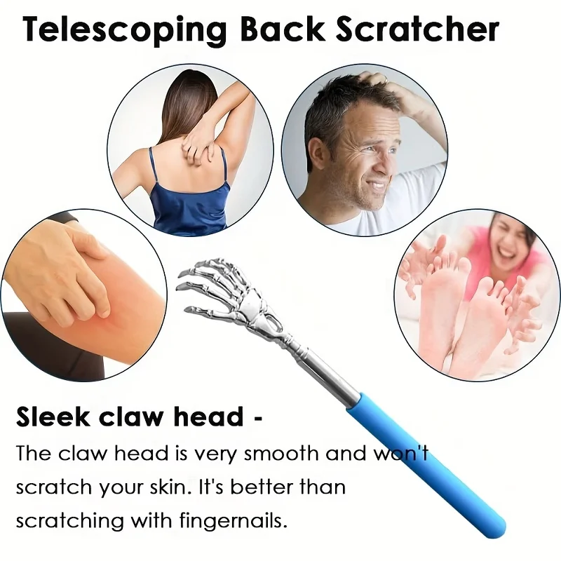 Portable Extendable Back Scratcher Stainless Steel Telescoping Back Scratcher for Both Human and Pets Extendable Back Massager
