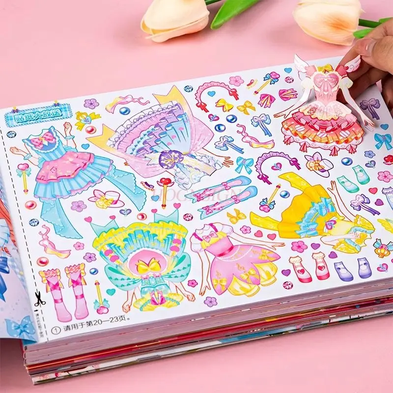 

1 книга, красивая книга-наклейка принцессы для девочек в возрасте 0-3-6 лет, наклейка для платья, живопись, детская головоломка для раннего образования