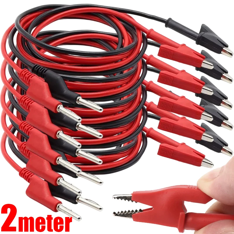 

Double End Insulated Test Lead Wire Line Electrical Clamp 4mm Banana Plug Alligator Clips Multimeter Cable Connector Wires