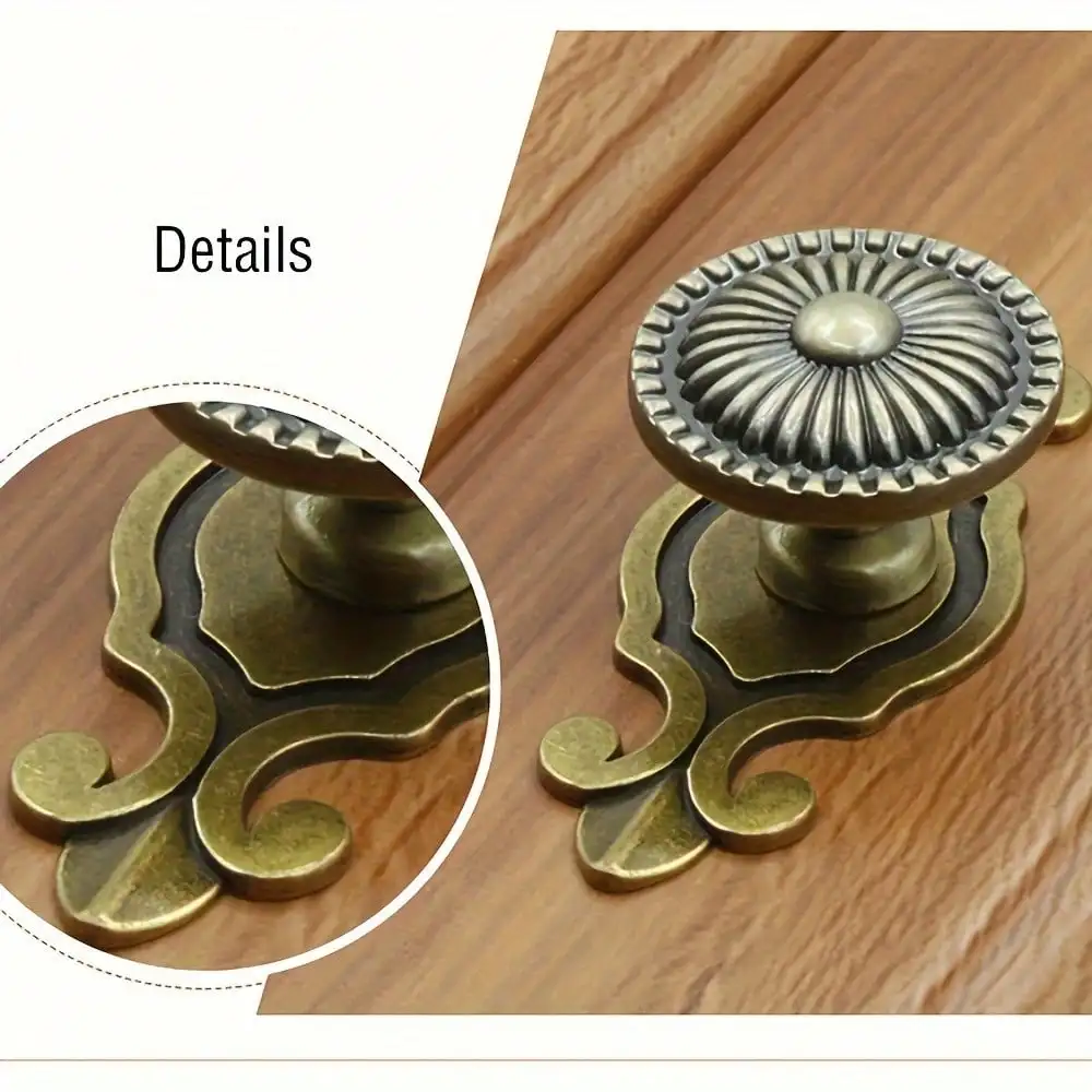 

5pcs Zinc Alloy Drawer Pulls with Back Plate, Vintage Round Metal Pulls, for Dresser Drawer with Screws and Two Screwdrivers
