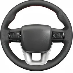 DIY Black Faux Leather Car Accessories Steering Wheel Cover For Toyota Hilux 2015-2021 Fortuner 2015-2021