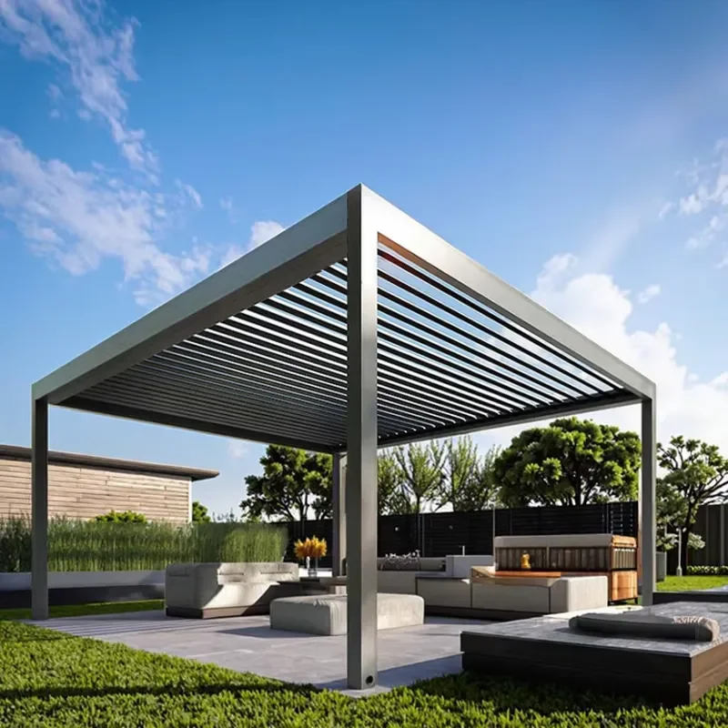 Amas Outdoor Garden Patio Terrace Modern Retractable Motorized Louvered Roof Bioclimatic Pergola Kit Aluminum Pergola for