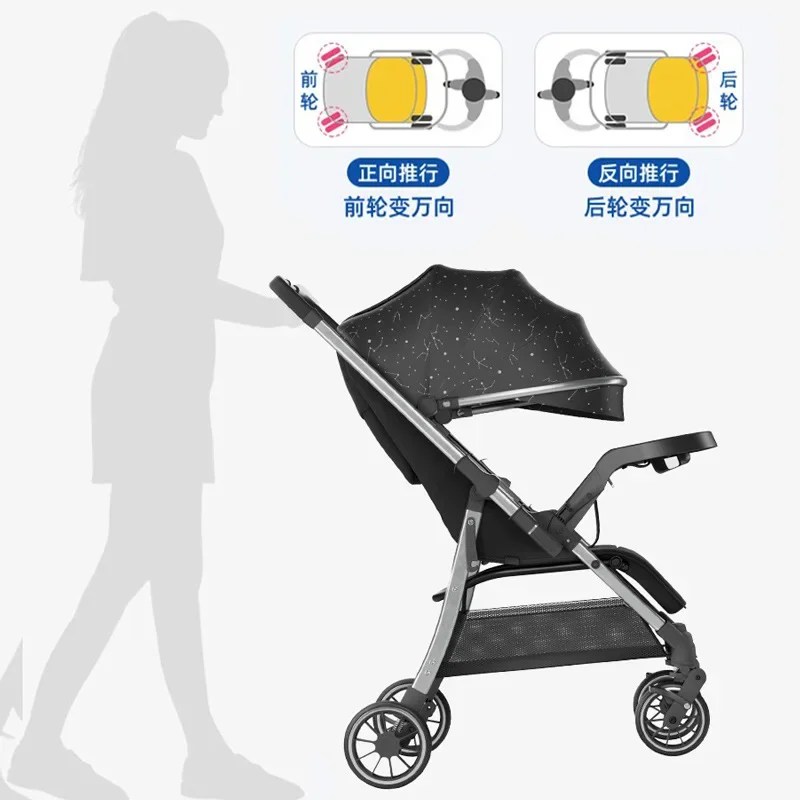 Bidirectional Baby Stroller Can Sit Lie Down Fold Shock Absorber Universal Four-wheel Stroller for Newborns