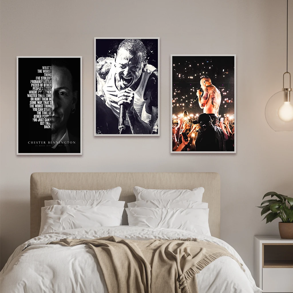 3 canvas posters,Band Singer Chester Bennington Poster, Music Singer Wall Art Picture,  Chester Bennington Canvas Wall Decor