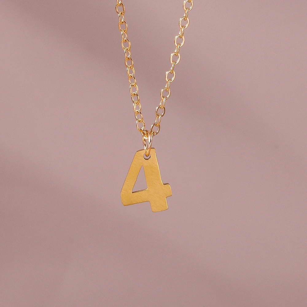Aihua Mode Glück Initial Nummer 0-9 Anhänger Halskette für Frauen Männer Paar Einfache Arabische Ziffern Halskette Persönlichkeit schmuck – Detail 22