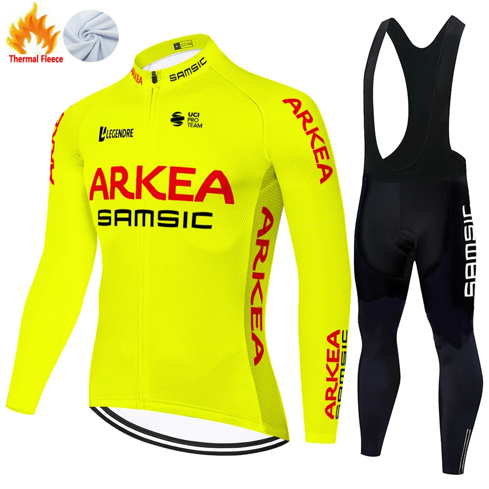 ARKEA SAMSIC Team 2024 Winter Cycling kit ciclismo Men Long Sleeve Jersey Suit Outdoor Riding Bike MTB Bib Pants