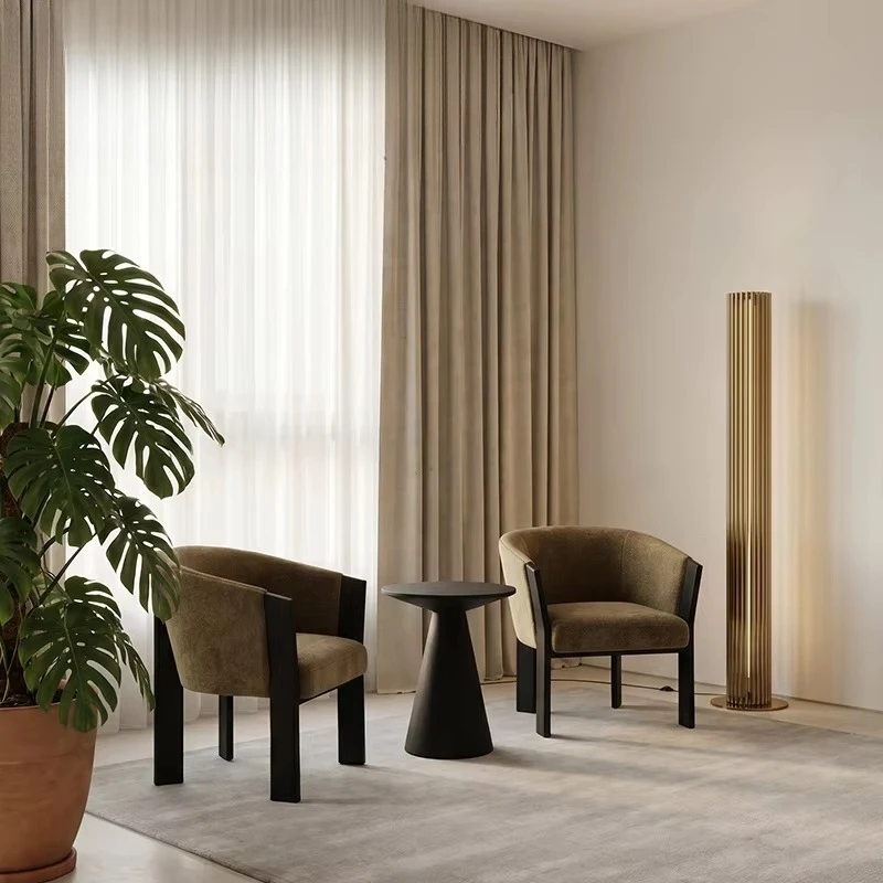 Modern solid wood dining chair with fabric seat armrest restaurant hotel