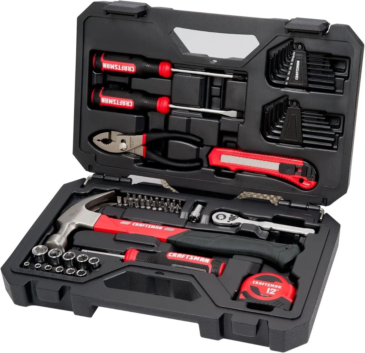 

57 Piece Mechanics Tool Set Home Tool Set, Sockets, Ratchet, Screwdrivers, Hammer, Pliers, Hex Keys, Specialty Bits Ha