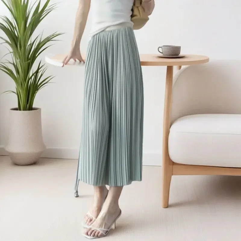 

Элегантная плиссированная женская модная темпераментная универсальная плиссированная юбка средней длины с высокой талией на весну и лето