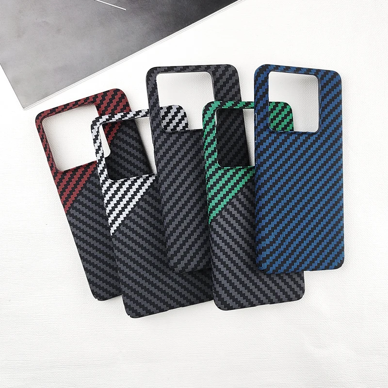 Luxury Hit Stitching Color Carbon Fiber Hard PC Case for Xiaomi 14T / Pro Ultra Thin Matte Back Protector Shockproof Cover Shell
