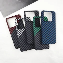 Luxury Hit Stitching Color Carbon Fiber Hard PC Case for Xiaomi 14T / Pro Ultra Thin Matte Back Protector Shockproof Cover Shell