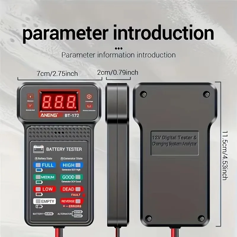 Smart Car Battery Tester, One-Click Diagnosis of Life Span and Capacity, Quick Fault Identification Intuitive Data Display