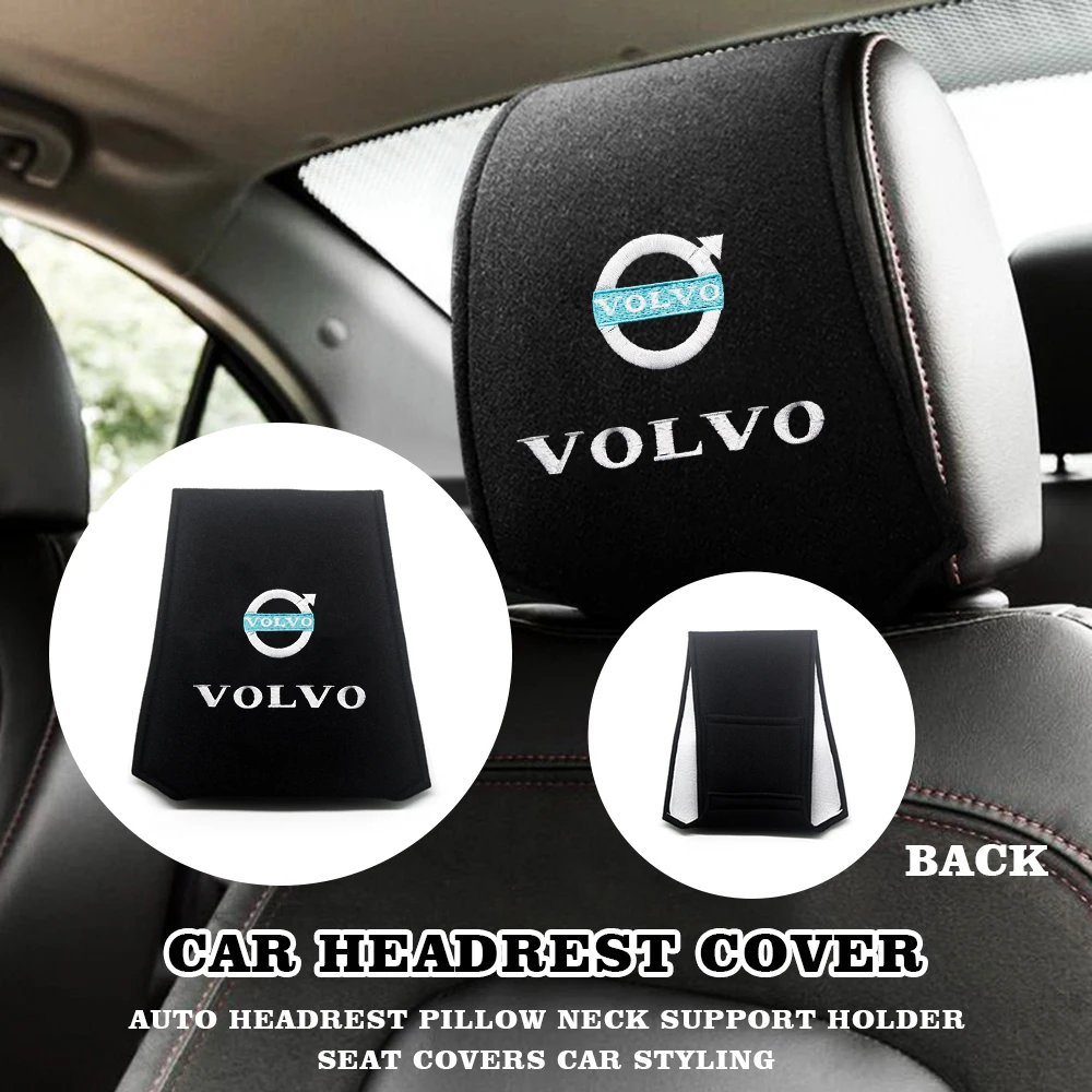 Car Headrest Covers Travel Neck Support Holder Covers For Volvo XC60 XC90 T6 AWD C30 C70 S40 S60 S70 S80 S90 V40 XC70 C30 C70