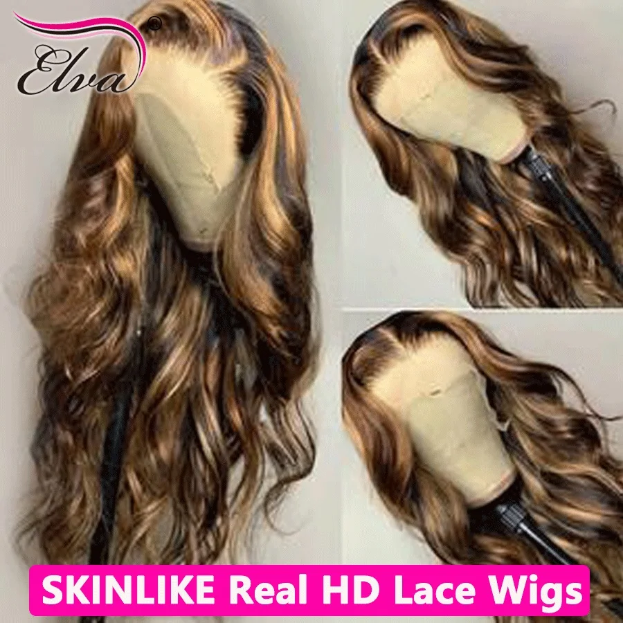 

Colored Highlight Human Hair Wigs Brazilian Body Wave 13x4 13x6 HD Lace Frontal Wigs 5x5 6x6 7x7 Hd Transparent Lace Closure Wig