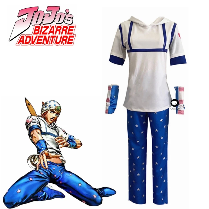 

Костюм для косплея Джонни Джостара в стиле аниме: униформа, топ, брюки, шляпа, нарукавник для Хэллоуина и карнавала