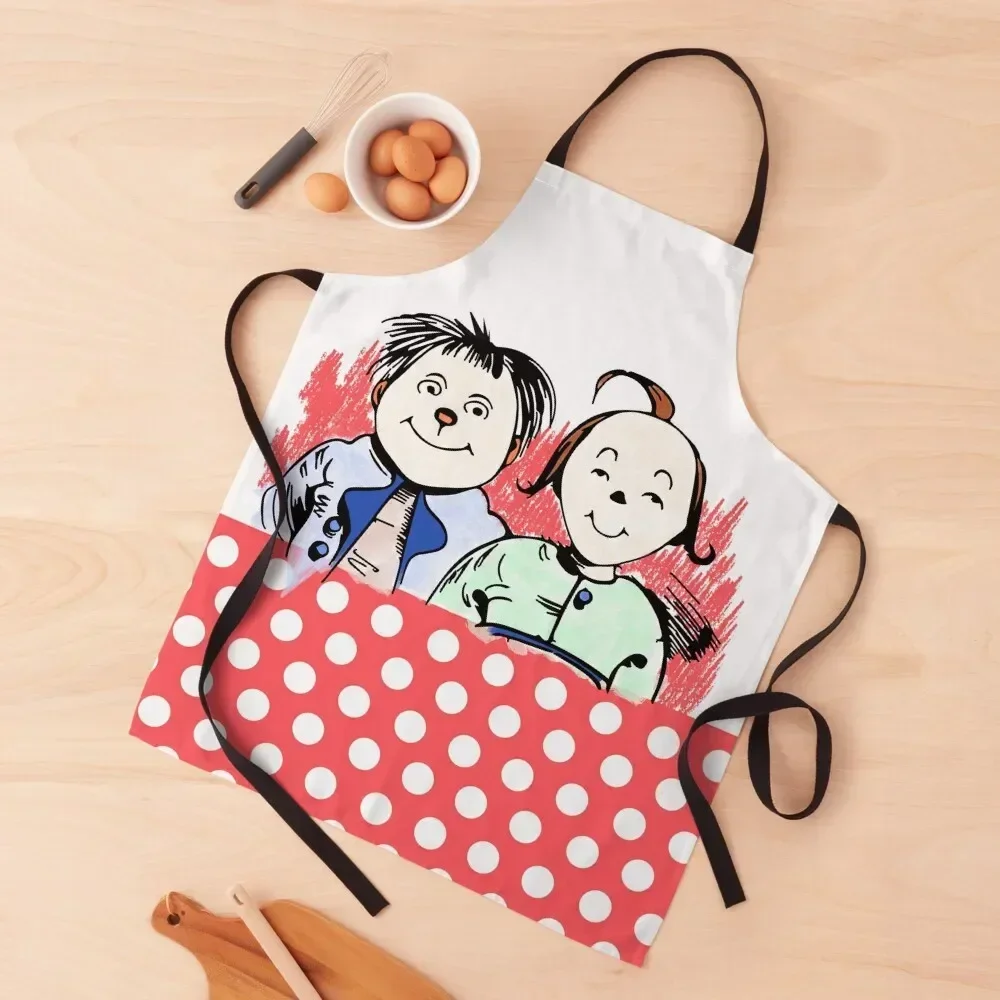 Cheerful portrait of Max and Moritz, classics of children's literature Apron men's barbecue kitchen utensil kitchen woman Apron