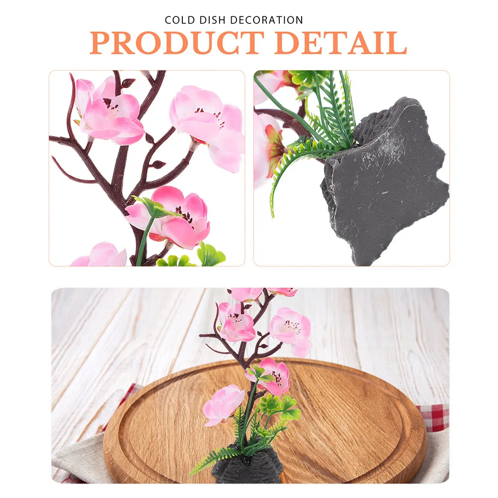 

3pcs Simulation Flower Dish Decorations Lifelike Green Plant For Sushi Plate Sashimi Serving Japanese Cold Dish Fake Flower