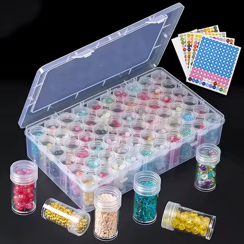 24/30/60/80 Grids Diamond Painting Storage Box, Nail Art Jewelry Rhinestone Organizer, Mosaic Embroidery Tool Container Case