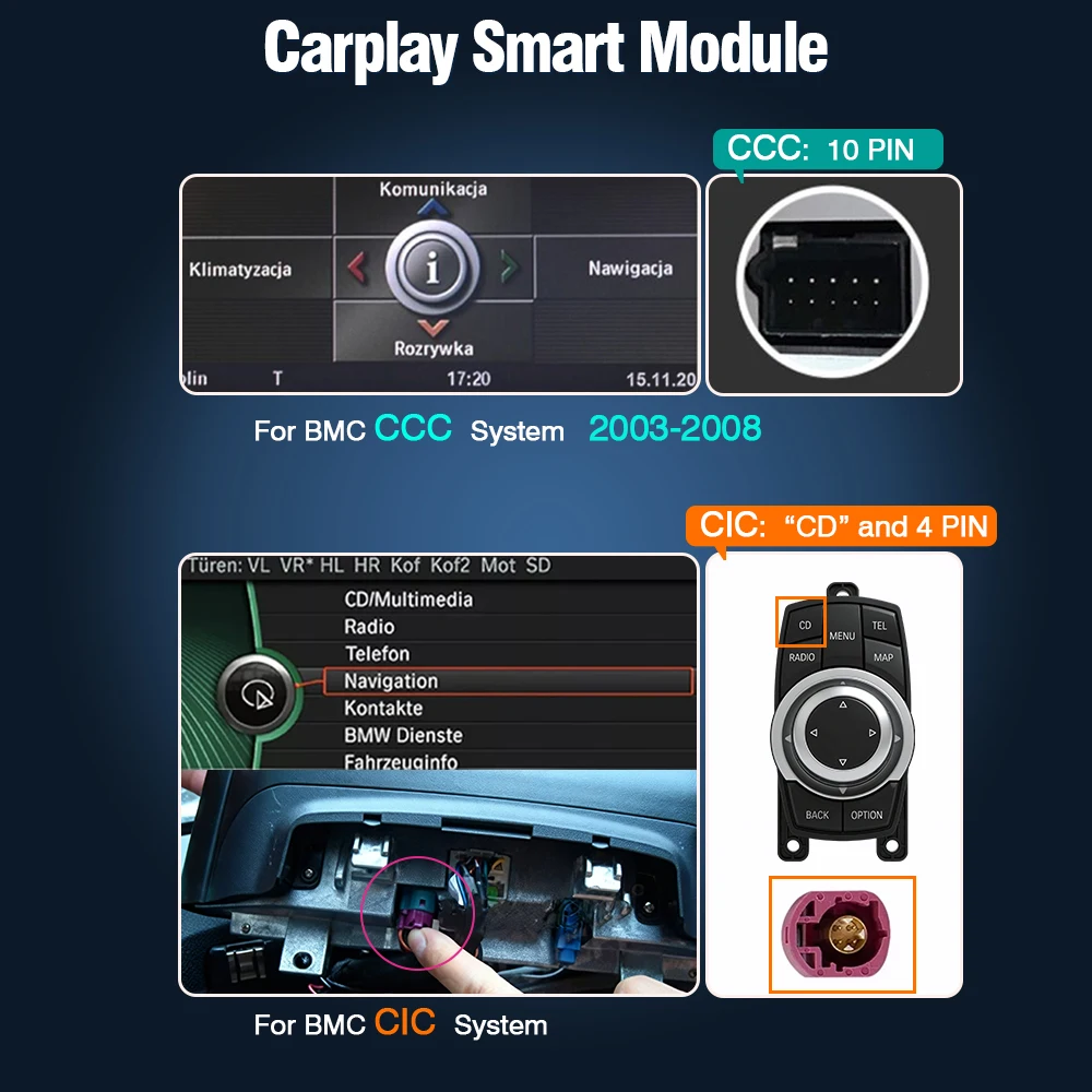 Picture 7: AUTOTOP Wireless CarPlay Android Auto Decoder for BMW CCC CIC 1 3 5 6 7 Series E90 E91 E92 E93 E81 E82 E87 E88 E60 E61 E70 E65