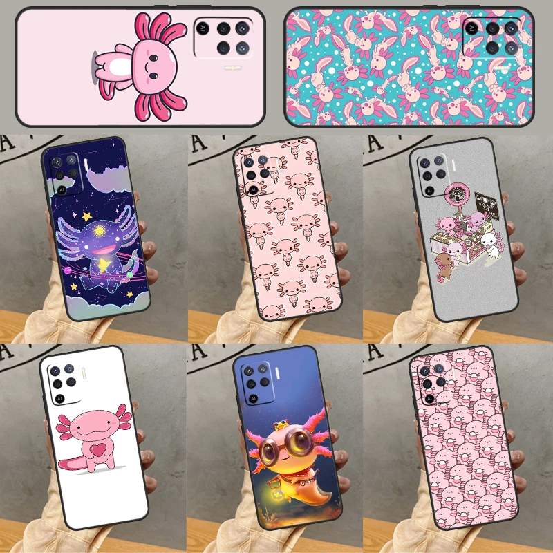 Cute Animal Axolotl For OPPO A53 A54 A57 S A15 A16 A17 A5 A9 A31 A74 A94 A76 A96 A52 A72 A91 A93 A77 A78 Case