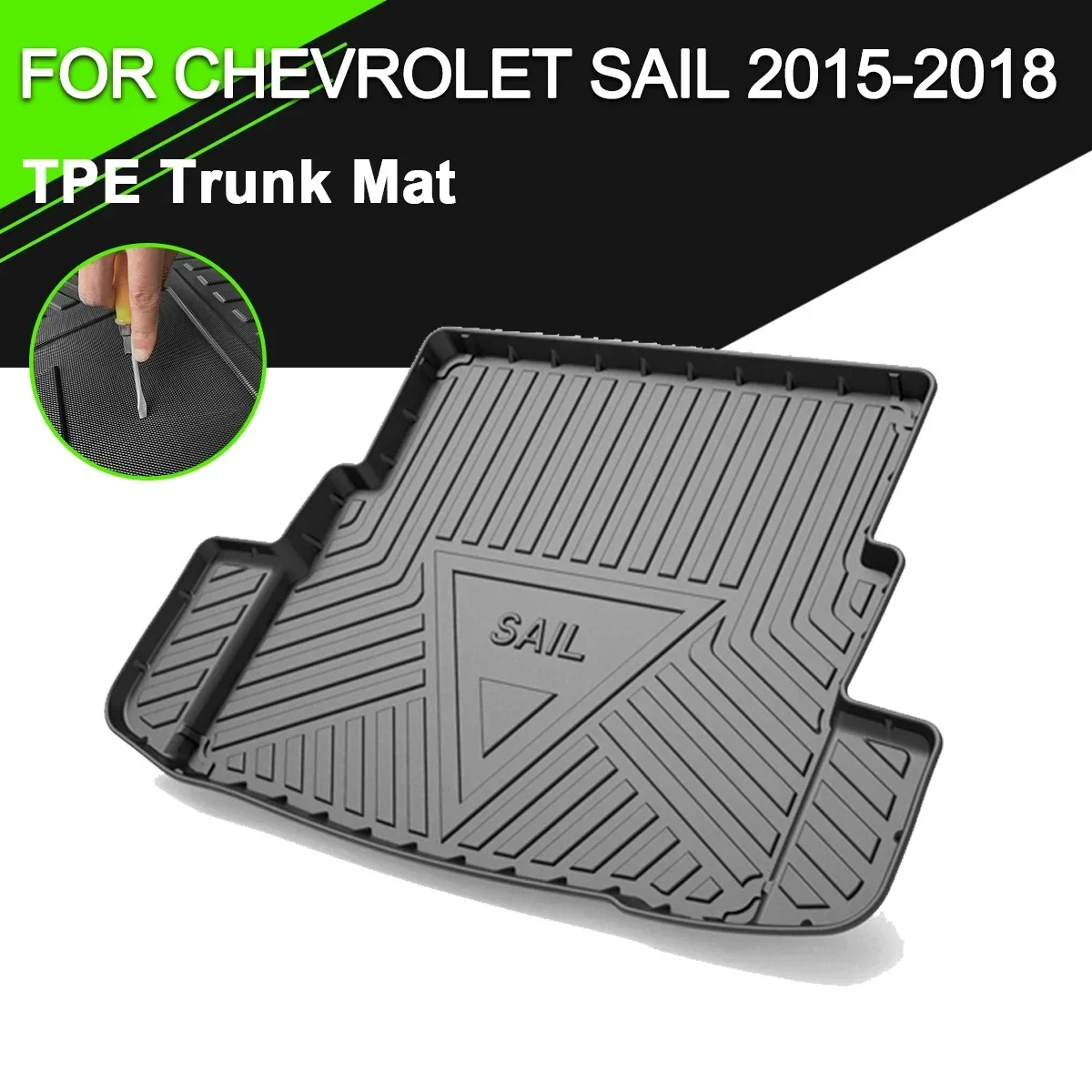 

Car Rear Trunk Cover Mat TPE Waterproof Non-Slip Rubber Cargo Liner Accessories For Chevrolet Sail 2015-2018