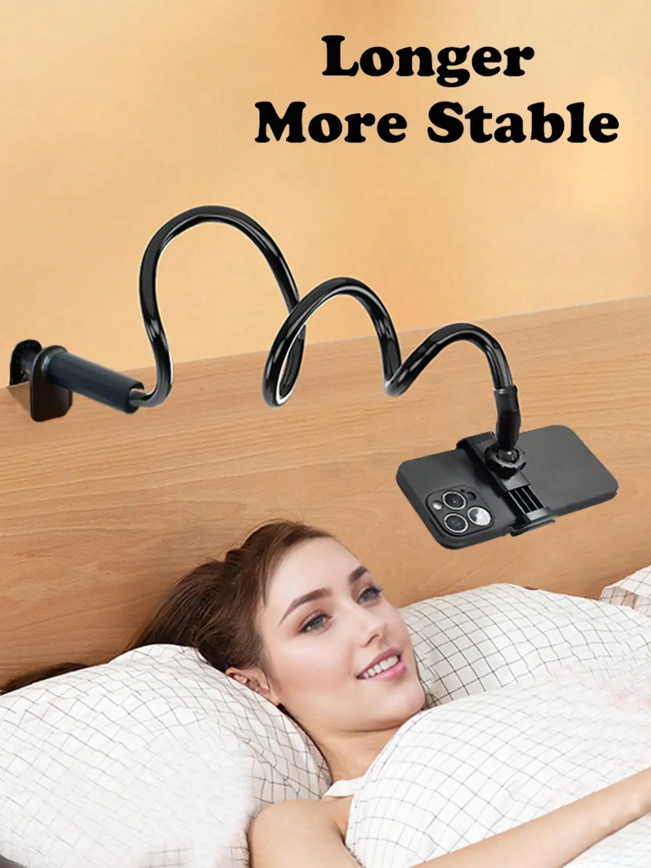 

1pc Flexible Clip-On Phone Grip Stand, 31.5in Long Arm Slouchy Phone Holder, 360° Rotating Bedside Phone Bracket, Hands-Free, St