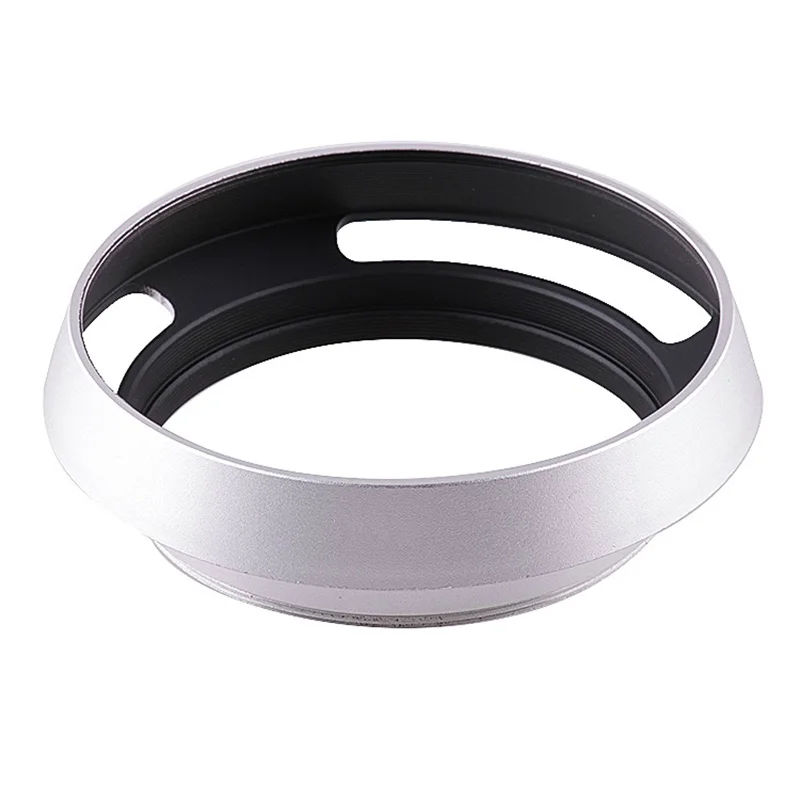 Silver 43mm Camera Lens Hood Metal Vented Screw-in Lente Protect for Canon Nikon Sony Leica Olympus Pentax