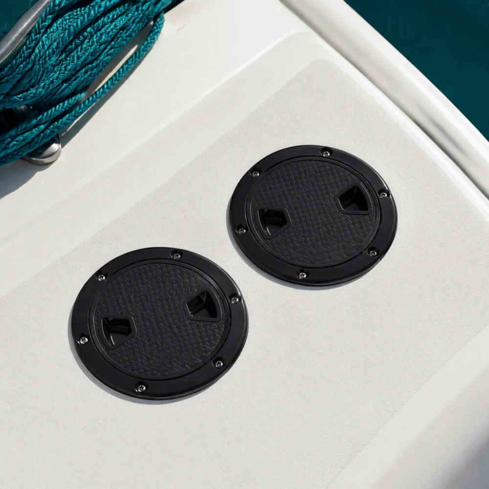 2pcs set Reinforced ABS Round Deck Hatch Non-Slip Surface 180 Degree Opening Boat Hatch Cover 4 Inch Size