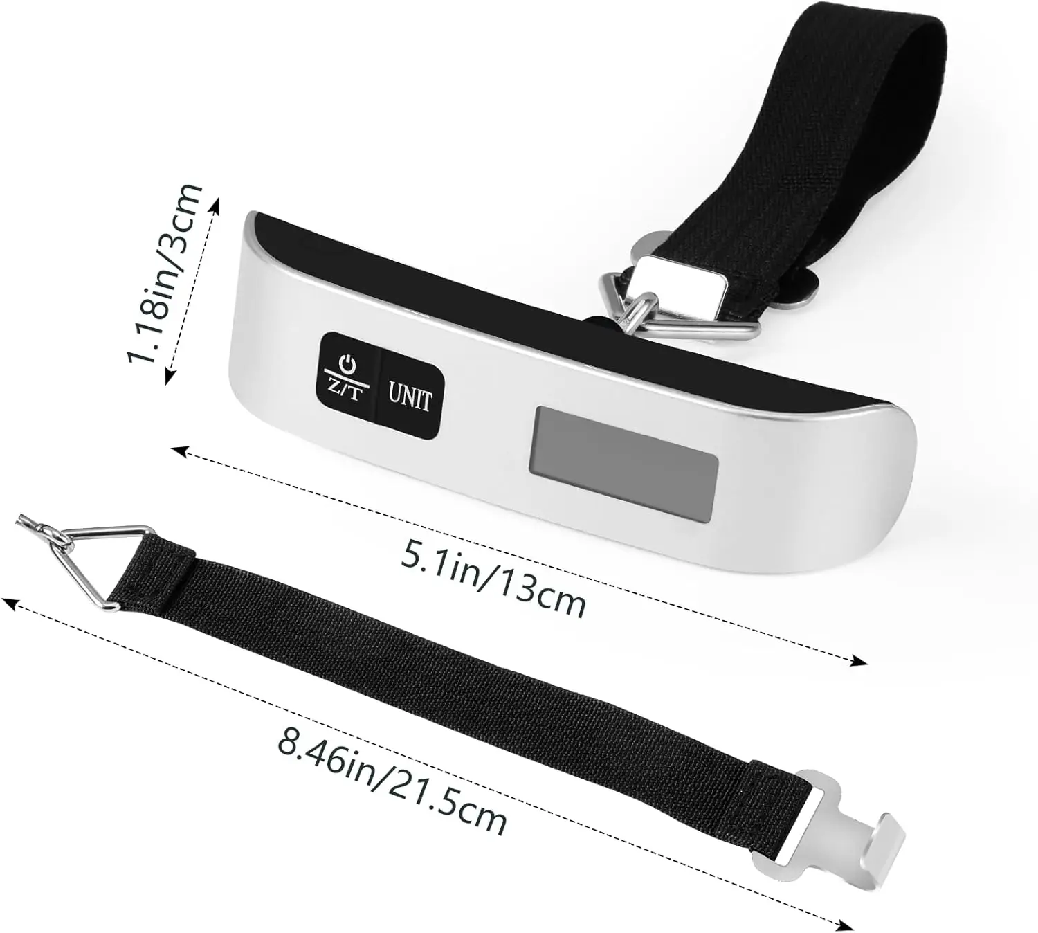 موازين الأمتعة الرقمية مع خطافات، موازين الأمتعة الإلكترونية المحمولة 50 كجم/110 رطل، موازين رقمية وظيفة الفارغة، رقمية عملية #3