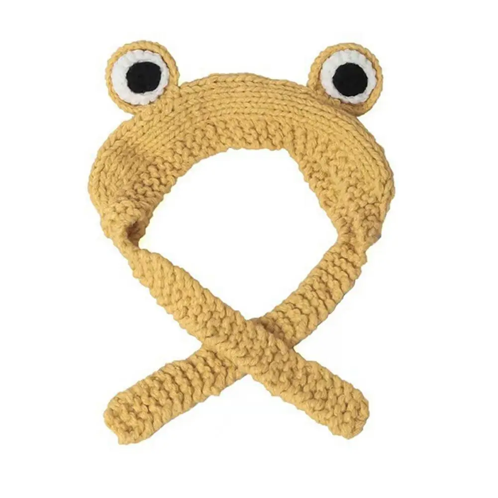 Frog Headband Hat Cute Crochet Knitted Headband Outdoors Big Eye Hair Earflap Ear Frog Accessories Protective Cap S7X9