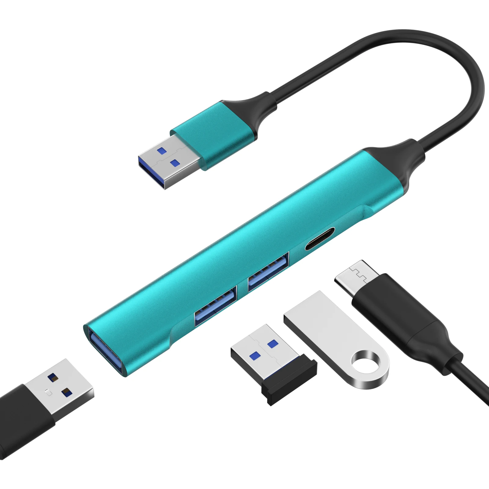 

10 шт., высокоскоростной концентратор USB-C 4-в-1, многопортовый расширитель нового поколения для телефонов и компьютеров, высокоскоростная передача данных USB 3.0, 10 шт.