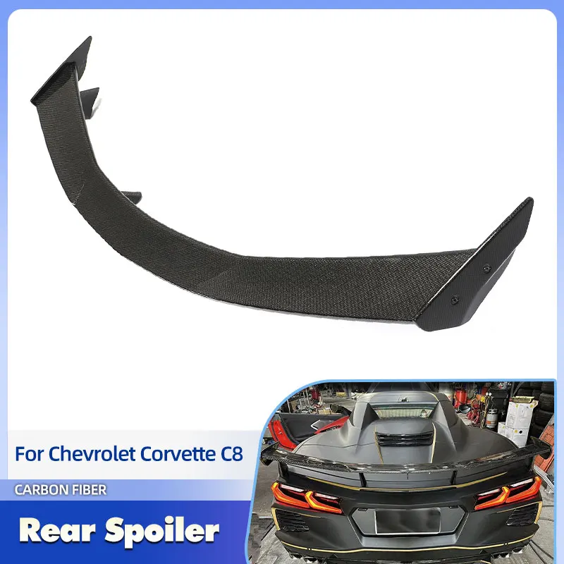 

Задний спойлер багажника автомобиля, крылья из углеродного волокна для Chevrolet Corvette C8 Stingray Coupe Convertible 2020 2021, задний спойлер