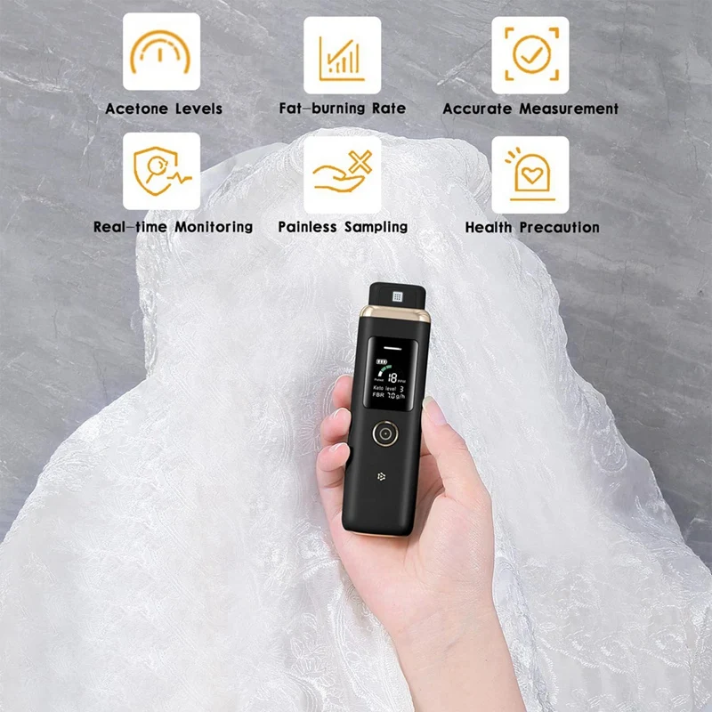 Ketone Meter Professional Ketone Breath Analyzer High Accuracy Ketone Breath Meter Ketone Tester for Tracking Your Ketones Black