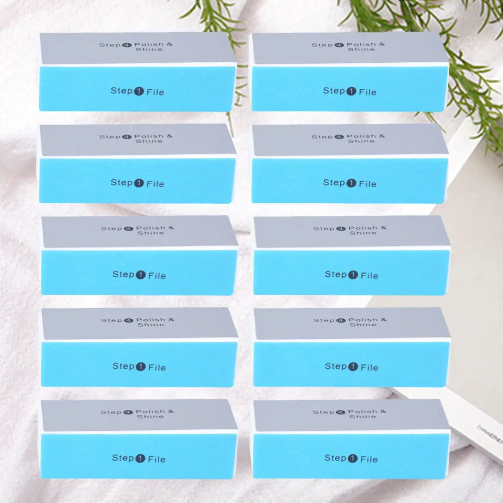 

10Pcs Dual-Function Nail Polishing Block 4-Sided Buffer File for Nails Artwork Wood DIY Polishing Sponge Professional Grade
