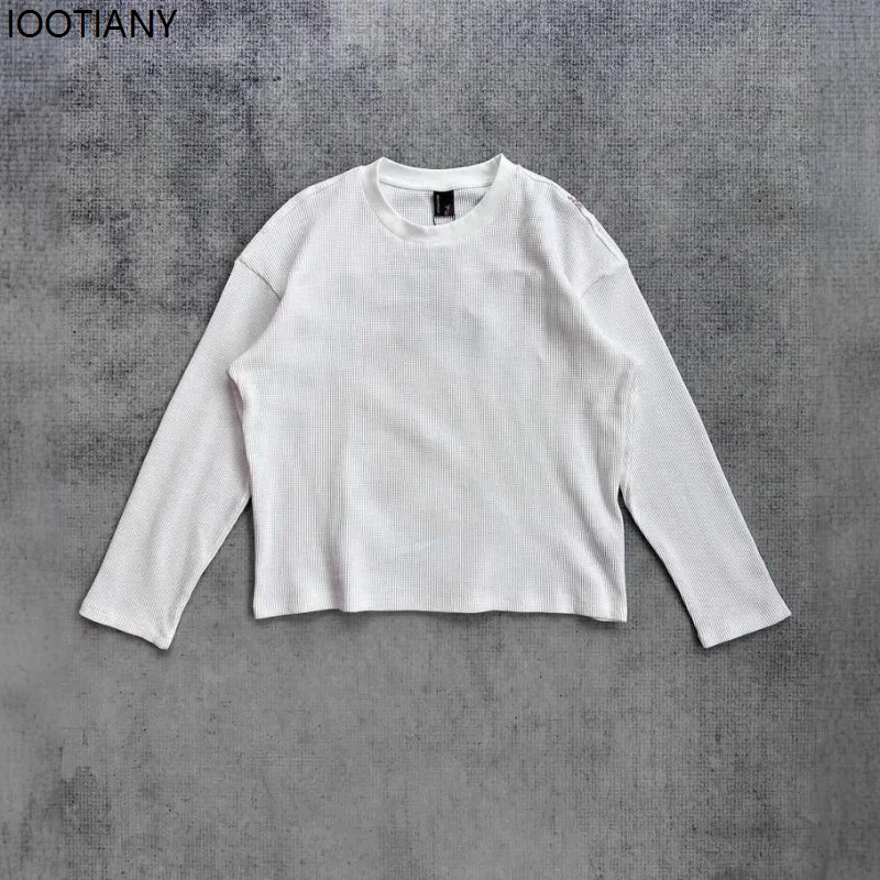 White Cherry Blossom Embroidery T-shirt For Men And Women Long Sleeve Oversized T-shirt Harajuku Streetwear Casual Crew Neck Top