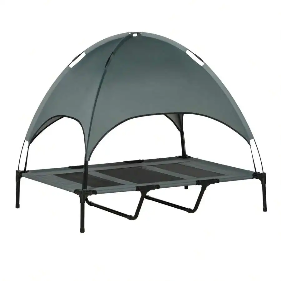 Elevated Dog Bed With Canopy, 42" X 30" Outdoor Pet Cot, Raised Camping Dog Bed With Breathable Mesh, Washable Canopy, For view 4
