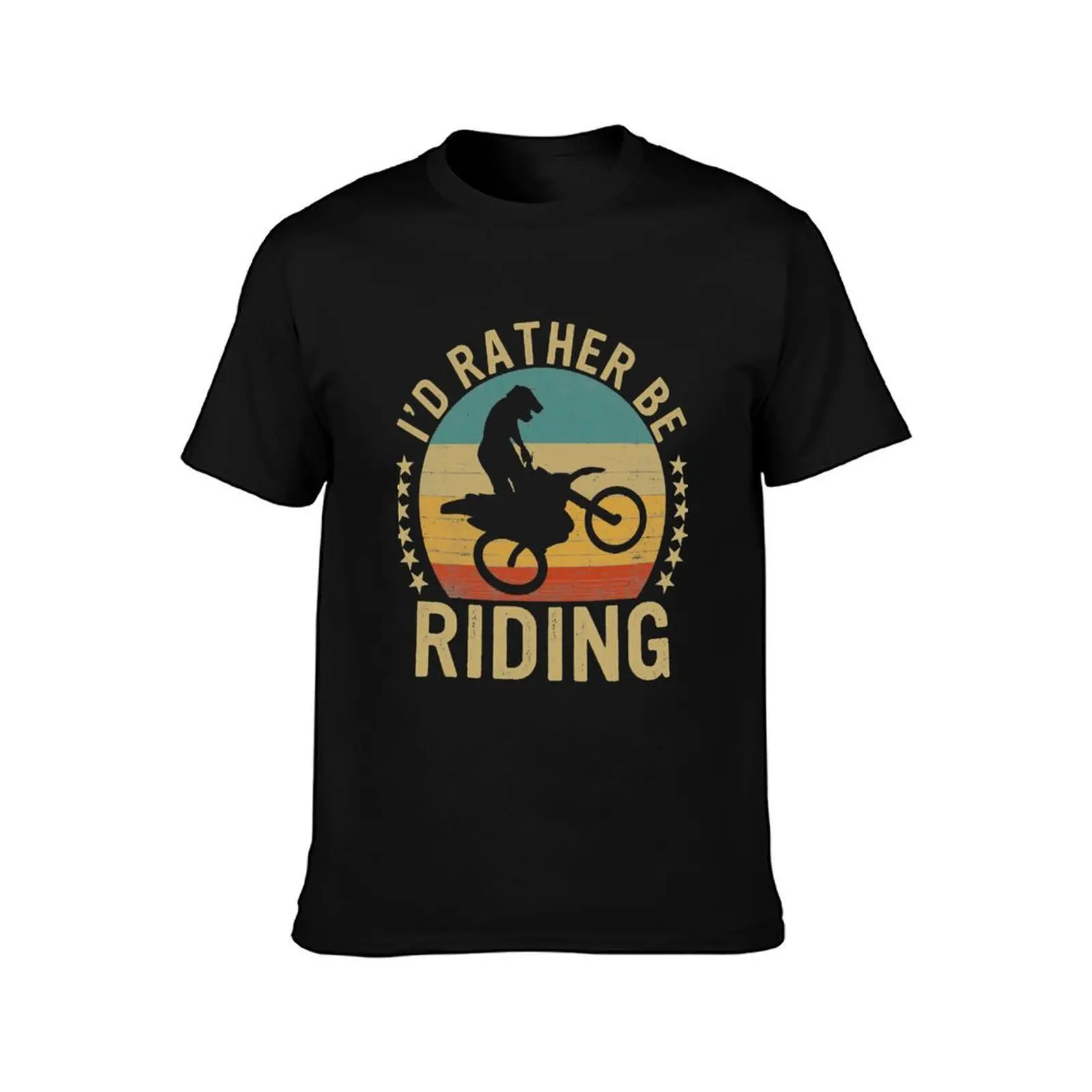 I_d Rather Be Riding Moto Motocross Vintage T-Shirt Art Pattern Printed Casual Top T-Shirt