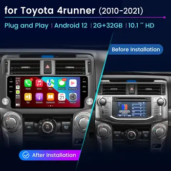 Junsun AI語音車用音響,無線CarPlay,支援蘋果和安卓車載系統,適用於2010-2023年豐田4Runner,附觸控螢幕、藍牙、GPS和FM收音機功能。 12 最佳銷售 CarPlay Junsun - №1