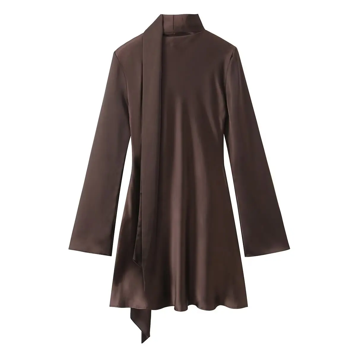 エレシルクサテン風スカーフ ドルデザイン 秋新作 スレ レディース ファッション カジュアル ストレートカット ロングスカーフ スリムフィット ドル