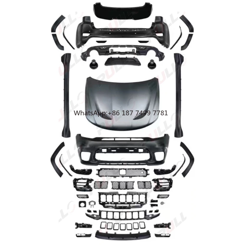 

Автомобильный бампер для JEEP GRAND CHEROKEE 14-22, обновленный в стиль SRT, содержит боковую юбку на капоте, автомобильные бамперы, капот для бровей