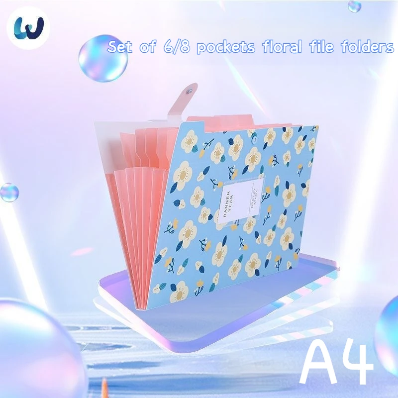 

Multi-Layer A4 Flower File Folder Candy Color 6/8 Grids Organ Bag Simple Korean Large Capacity Office Stationery File Bags