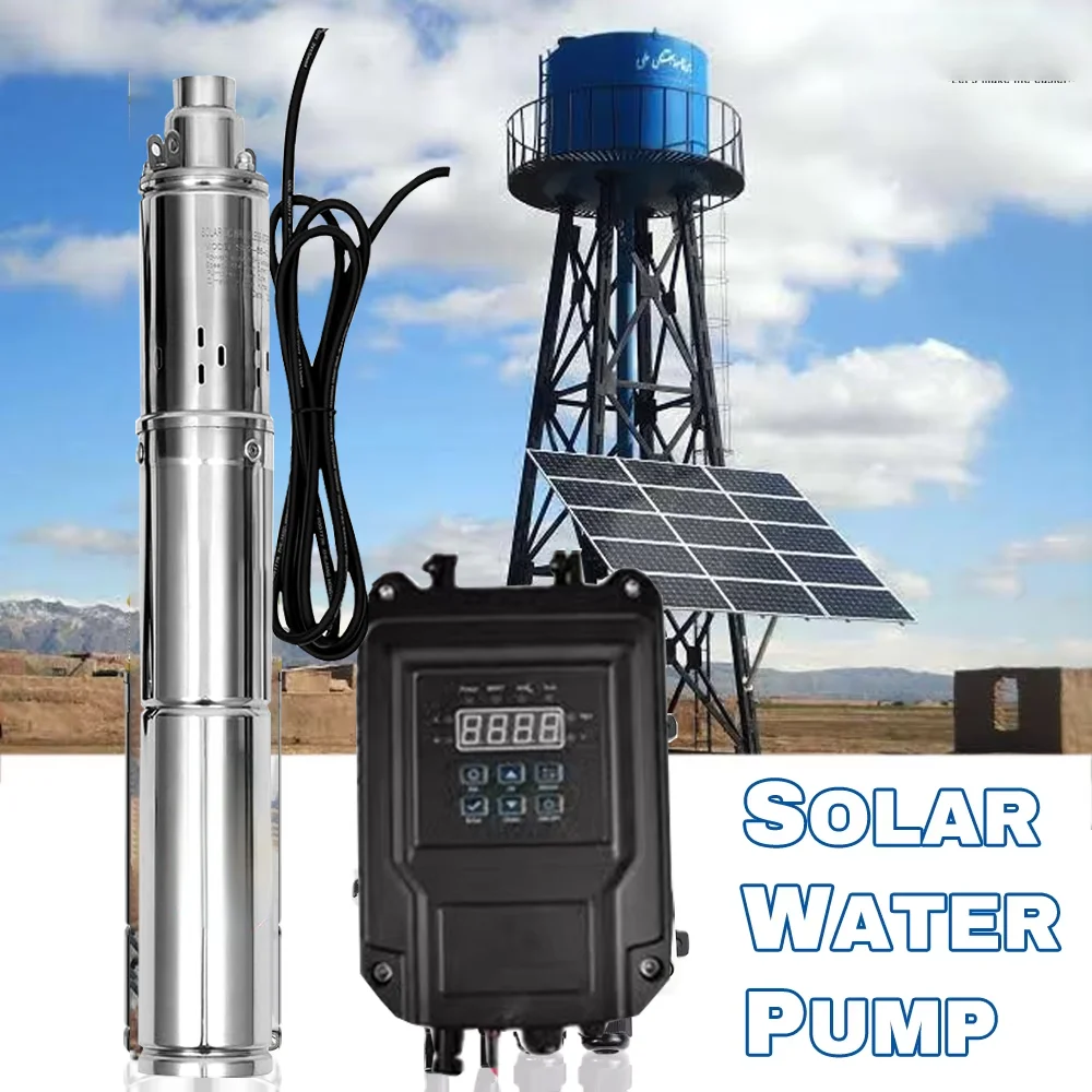 750W DC48V lift altitude 50-140M water flow 2T per hour solar DC Volt Water Pump with External Controller for Irrigation